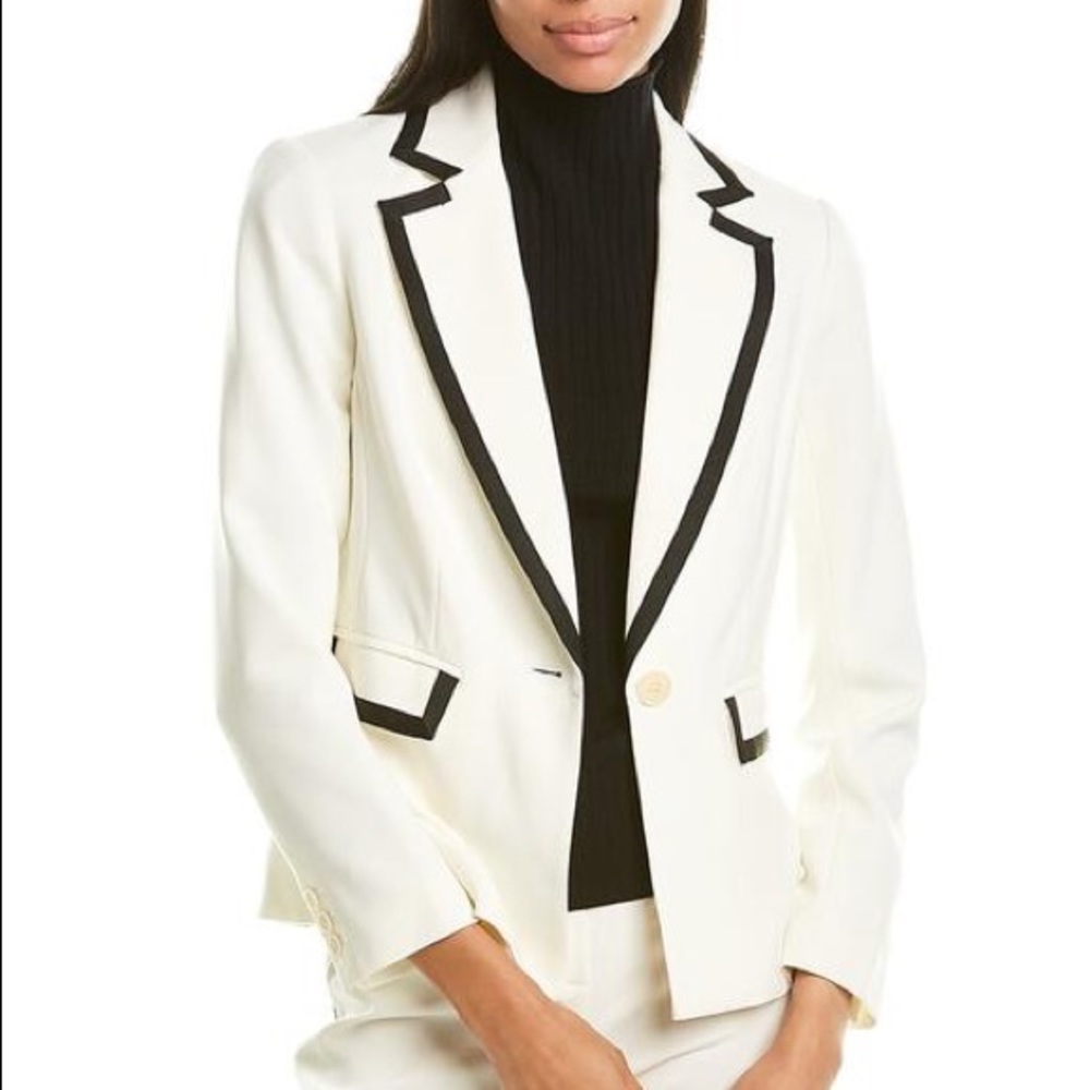 Trina Turk PIERRE White with Black Accents Blazer